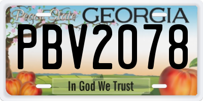 GA license plate PBV2078