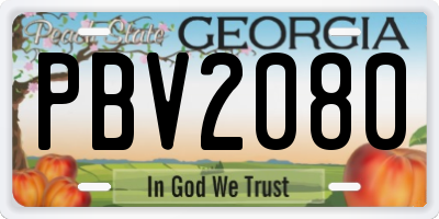 GA license plate PBV2080