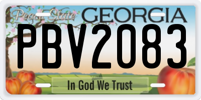 GA license plate PBV2083