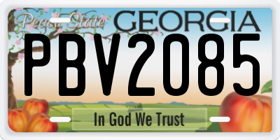 GA license plate PBV2085