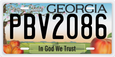 GA license plate PBV2086