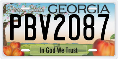 GA license plate PBV2087