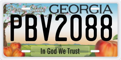 GA license plate PBV2088