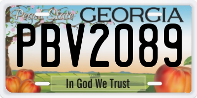 GA license plate PBV2089