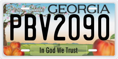 GA license plate PBV2090
