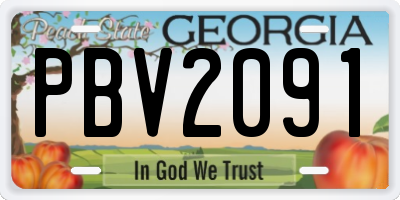 GA license plate PBV2091