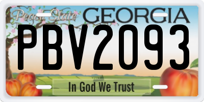 GA license plate PBV2093