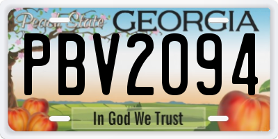 GA license plate PBV2094