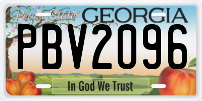 GA license plate PBV2096