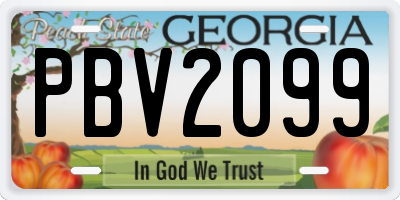 GA license plate PBV2099