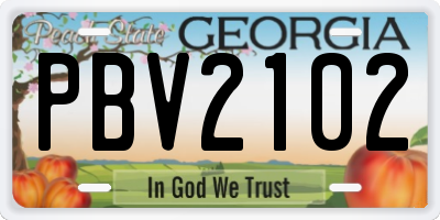 GA license plate PBV2102