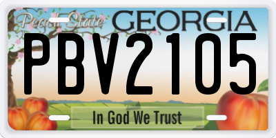 GA license plate PBV2105