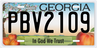 GA license plate PBV2109