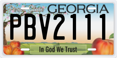 GA license plate PBV2111