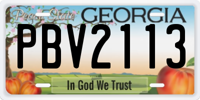 GA license plate PBV2113