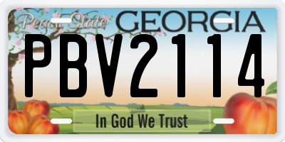 GA license plate PBV2114