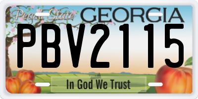 GA license plate PBV2115
