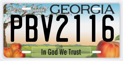 GA license plate PBV2116