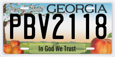 GA license plate PBV2118