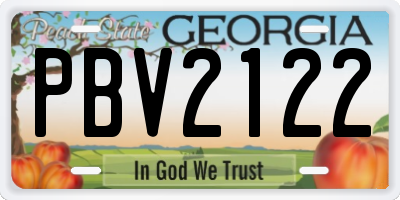 GA license plate PBV2122