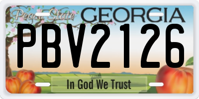 GA license plate PBV2126