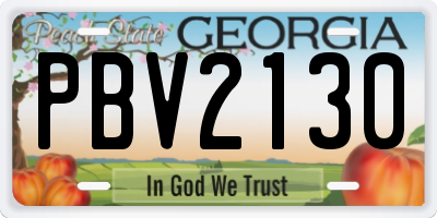 GA license plate PBV2130