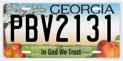 GA license plate PBV2131