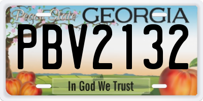 GA license plate PBV2132