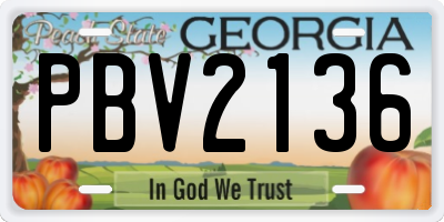 GA license plate PBV2136