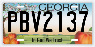 GA license plate PBV2137