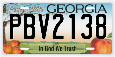 GA license plate PBV2138