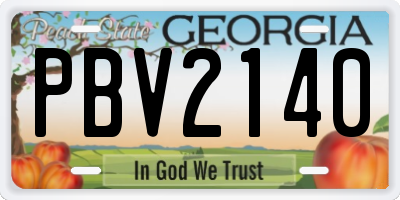 GA license plate PBV2140