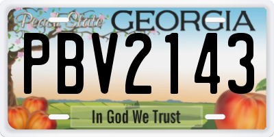 GA license plate PBV2143