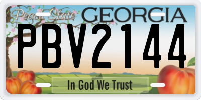 GA license plate PBV2144