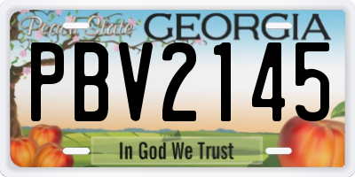 GA license plate PBV2145