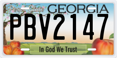 GA license plate PBV2147