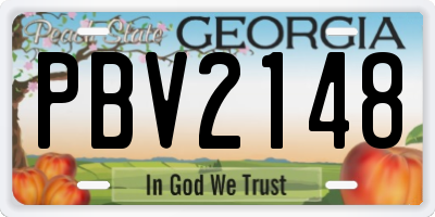 GA license plate PBV2148