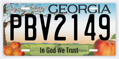 GA license plate PBV2149