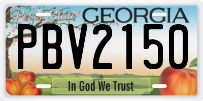 GA license plate PBV2150