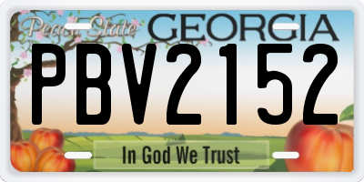 GA license plate PBV2152