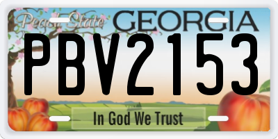 GA license plate PBV2153