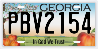 GA license plate PBV2154