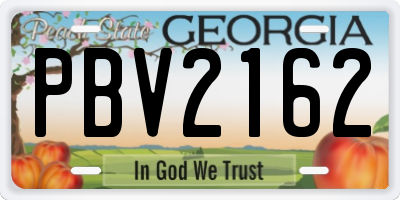 GA license plate PBV2162