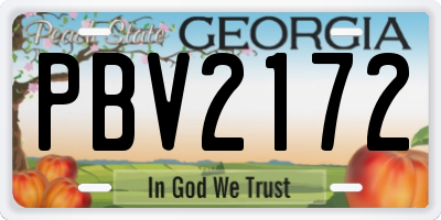 GA license plate PBV2172
