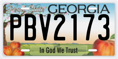 GA license plate PBV2173