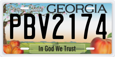 GA license plate PBV2174