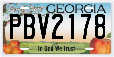 GA license plate PBV2178