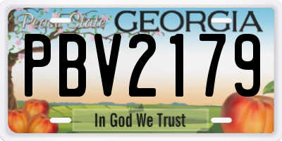 GA license plate PBV2179