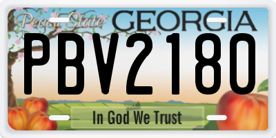 GA license plate PBV2180