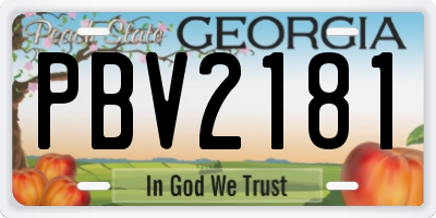 GA license plate PBV2181